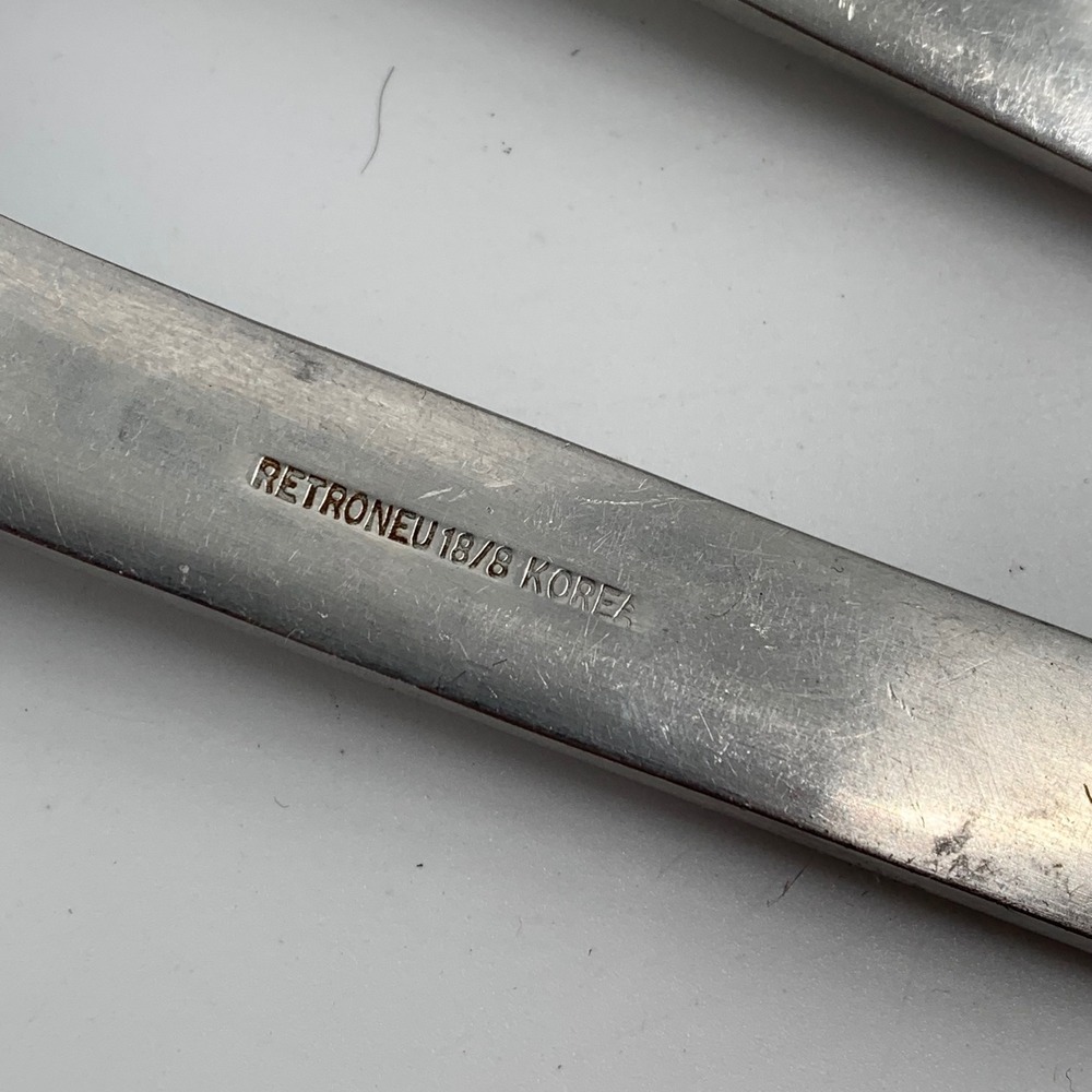 Retroneu 18/8 Stainless Steel Flatware Set‎ 8pc Forks Spoons Korea MCM - Picture 3 of 6